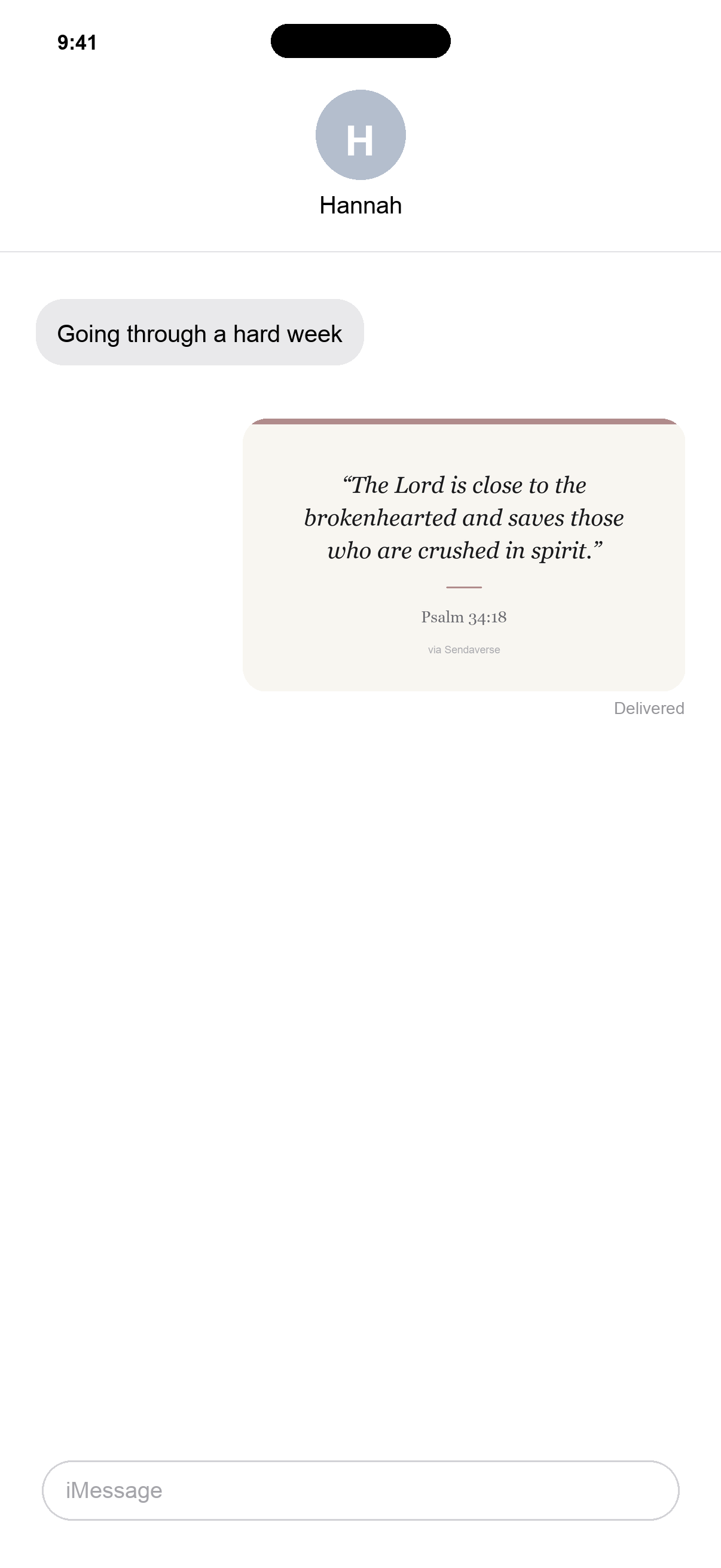 A verse sent inside a Messages conversation